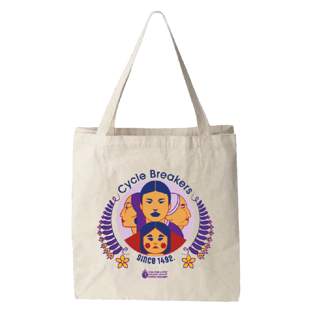 Image of a Cycle Breakers since 1492 Tote Bag, with the CSVANW logo at the bottom